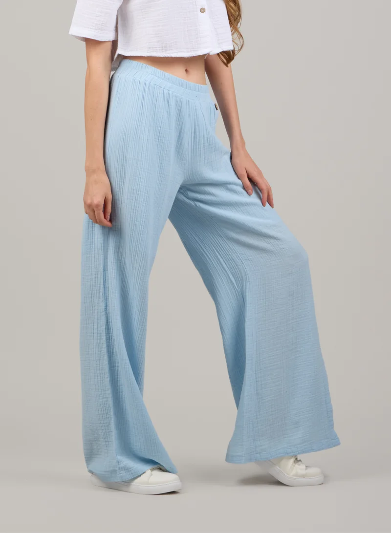 Just Nature light blue Side Slit Flared Trousers for Women | Best Price UAE